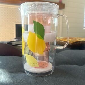 NEW Kate Spade New York Nesting Water Pitcher & Cups Set lemon plastic acrylic